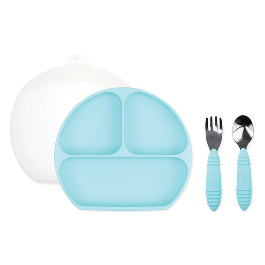 Bumkins Essential | Grip Dish Essential Toddler 4-Piece Mealtime Set: Blue