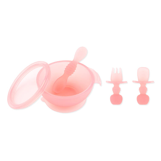 Bumkins Latest | First Foods Essential 5-Piece Mealtime Set: Pink Jelly