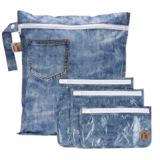 Bumkins Discount | The Commuter Essential 4-Piece Set: Denim on Denim