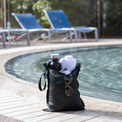 Bumkins Value | Black Check 4-Piece Bag Set, Wet Bag + TSA Travel Bags