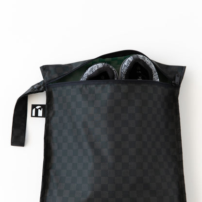 Bumkins Best Seller | Black Check Print Travel 5pc Set, Wet Bag, Clutch, TSA Bags