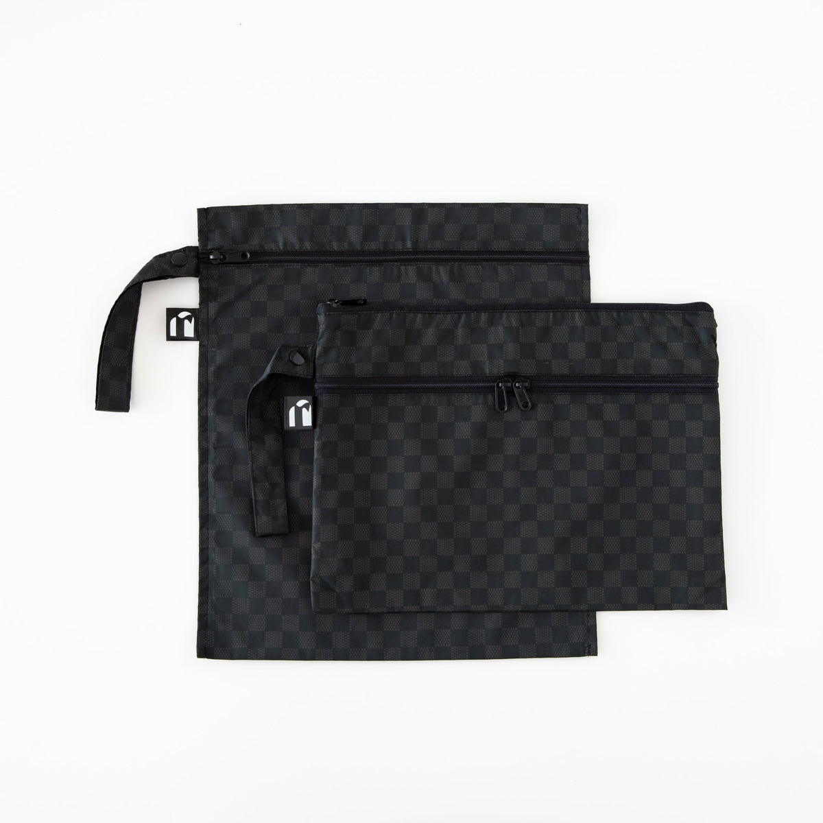 Bumkins Best Seller | Black Check Print Travel 5pc Set, Wet Bag, Clutch, TSA Bags