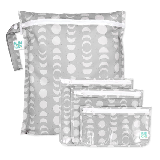 Bumkins Trusted | Lunar Print Wet Bag + TSA Travel Bags, Lightweight, Waterproof