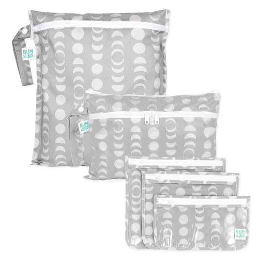 Bumkins Great Value | Lunar Phase 5-Piece Set, Wet Bag, Clutch, TSA Travel Bags