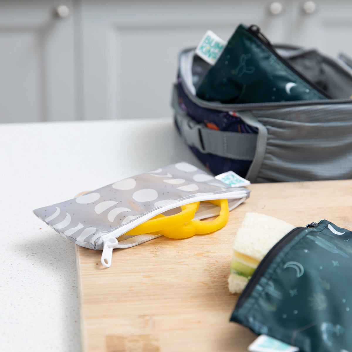 Bumkins Customer Favorite | Desert Night Food-Safe, Small Reusable Snack Bag 2 Pack