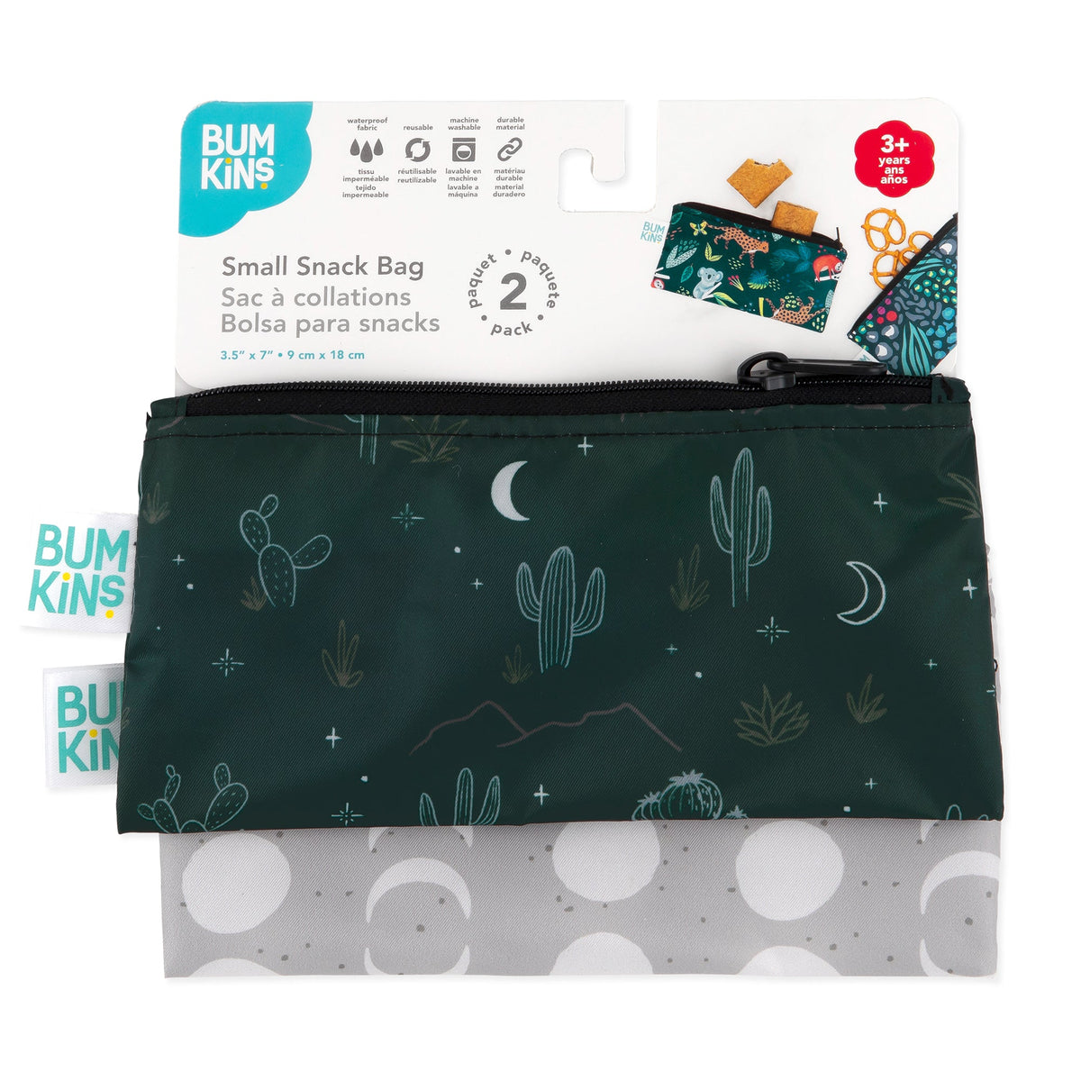 Bumkins Customer Favorite | Desert Night Food-Safe, Small Reusable Snack Bag 2 Pack