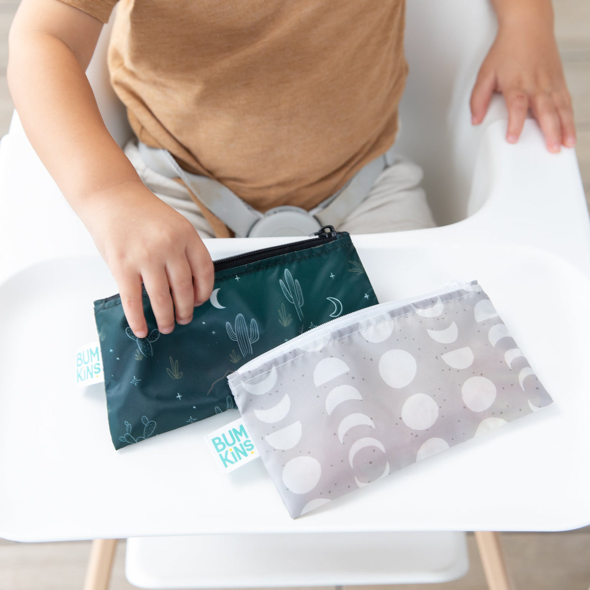 Bumkins Customer Favorite | Desert Night Food-Safe, Small Reusable Snack Bag 2 Pack