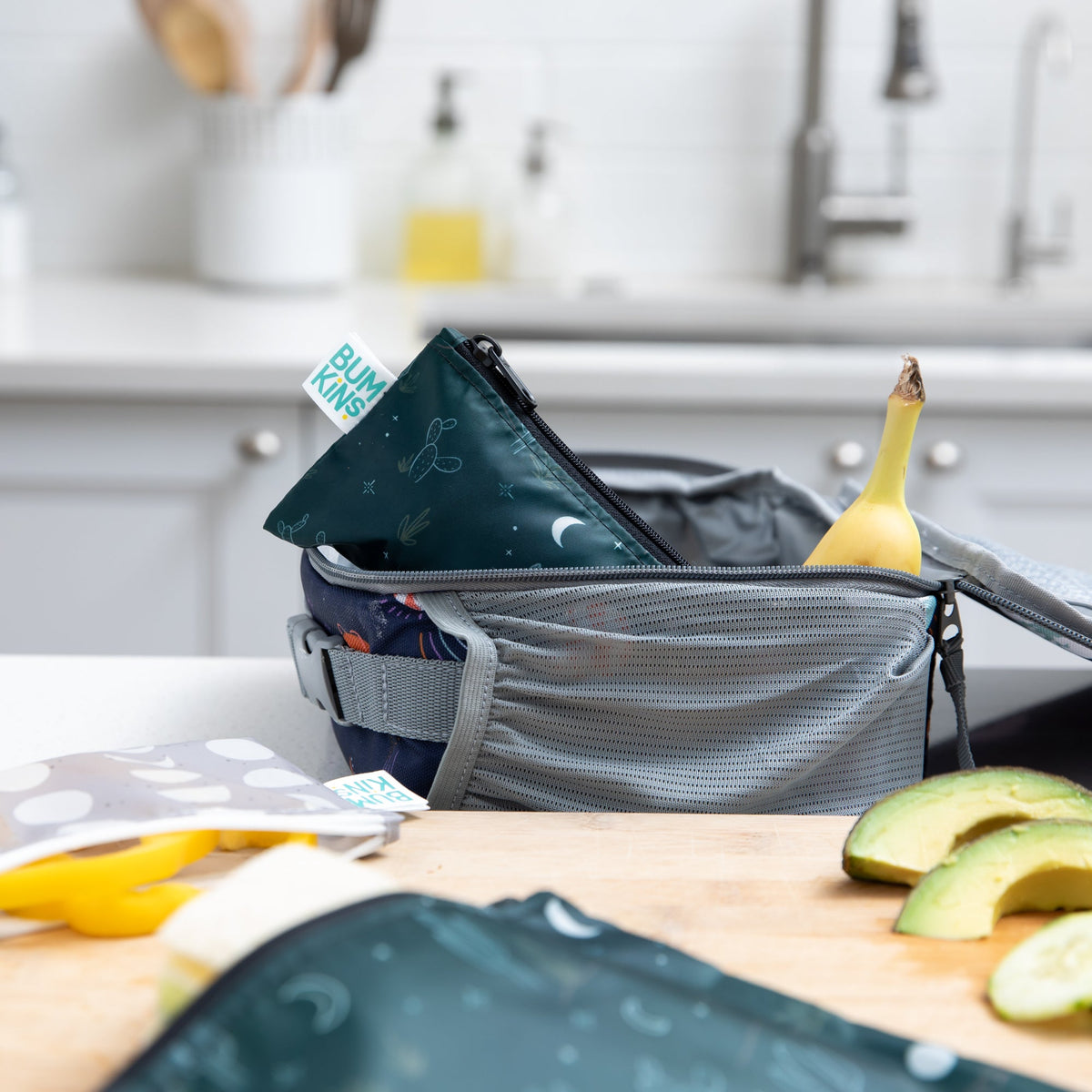 Bumkins Customer Favorite | Desert Night Food-Safe, Small Reusable Snack Bag 2 Pack
