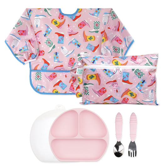 Bumkins Best Seller | On-The-Go Mealtime 6-Piece Set: Boots + Pink