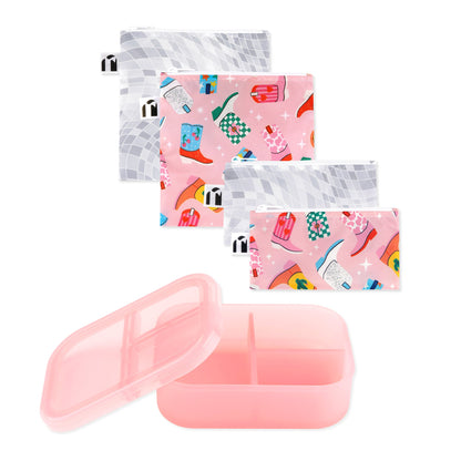 Bumkins Recommended | Lunchbox Legends 6-Piece Set: Disco Pink Jelly