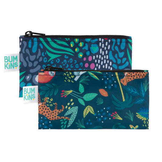 Bumkins Trusted | Set of 2 Reusable Snack Size Bags With Cute Jungle Animals