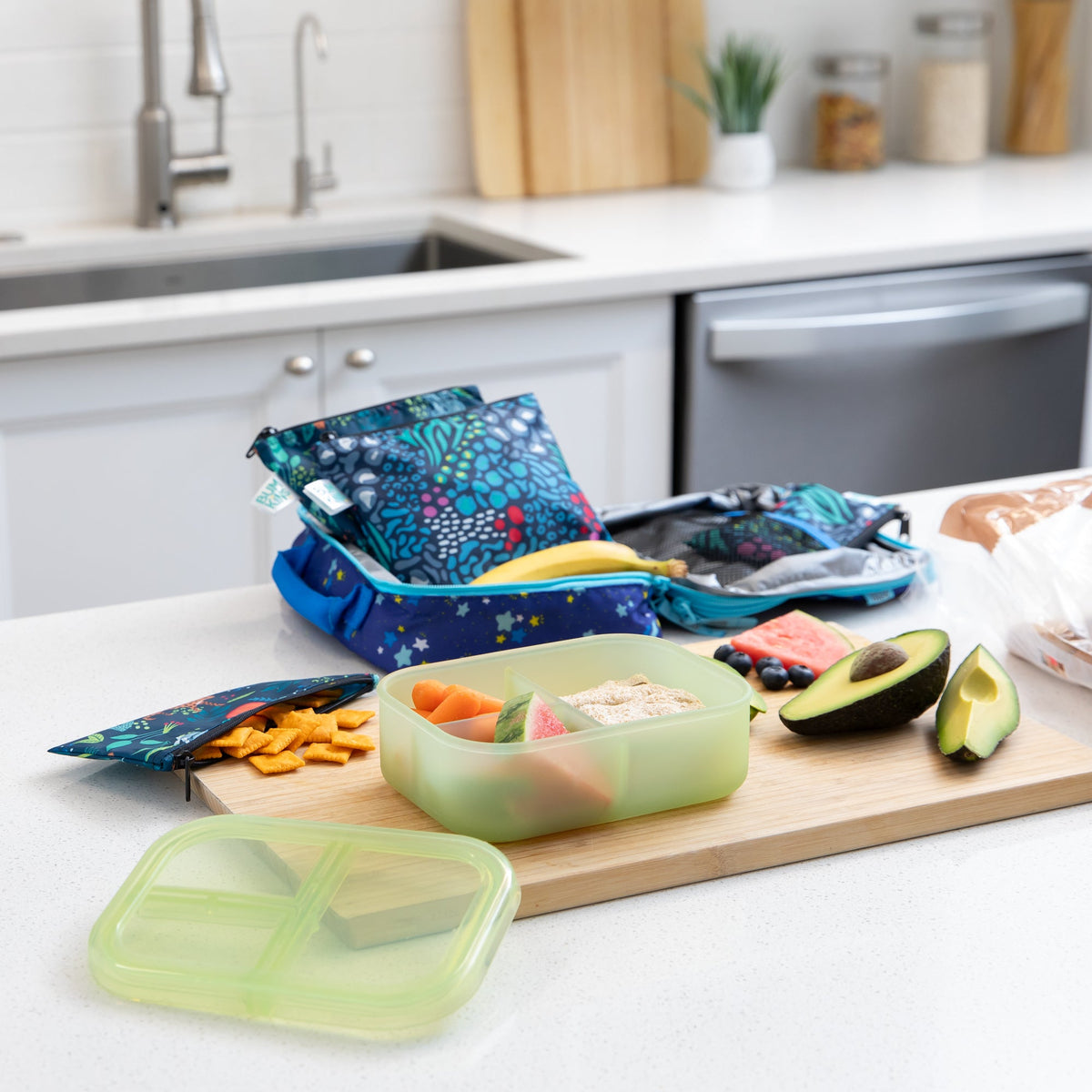 Bumkins Premium | Lunchbox Legends 6-Piece Set: Jungle Green Jelly