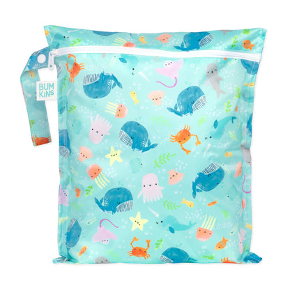 Bumkins Signature | Wet Bag For Swimsuits, Diapers & More! Ft Ocean Animals