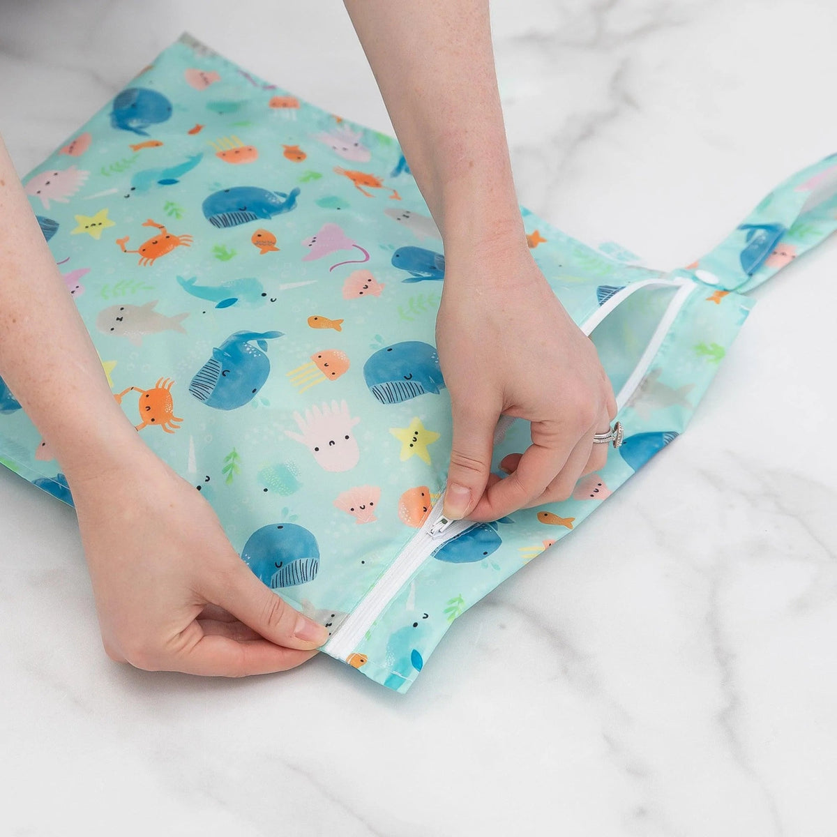 Bumkins Signature | Wet Bag For Swimsuits, Diapers & More! Ft Ocean Animals
