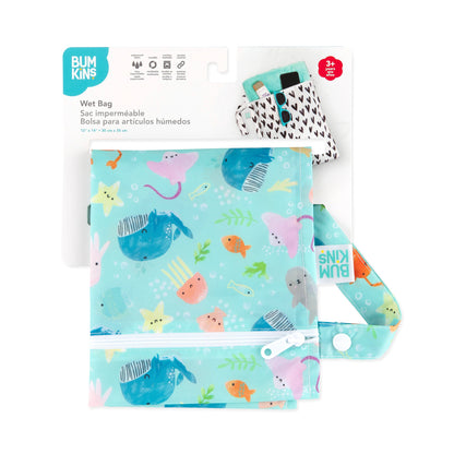 Bumkins Signature | Wet Bag For Swimsuits, Diapers & More! Ft Ocean Animals