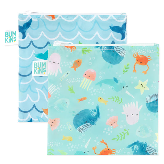 Bumkins Essential | Under The Sea Eco-Friendly Reusable Snack Bag Set