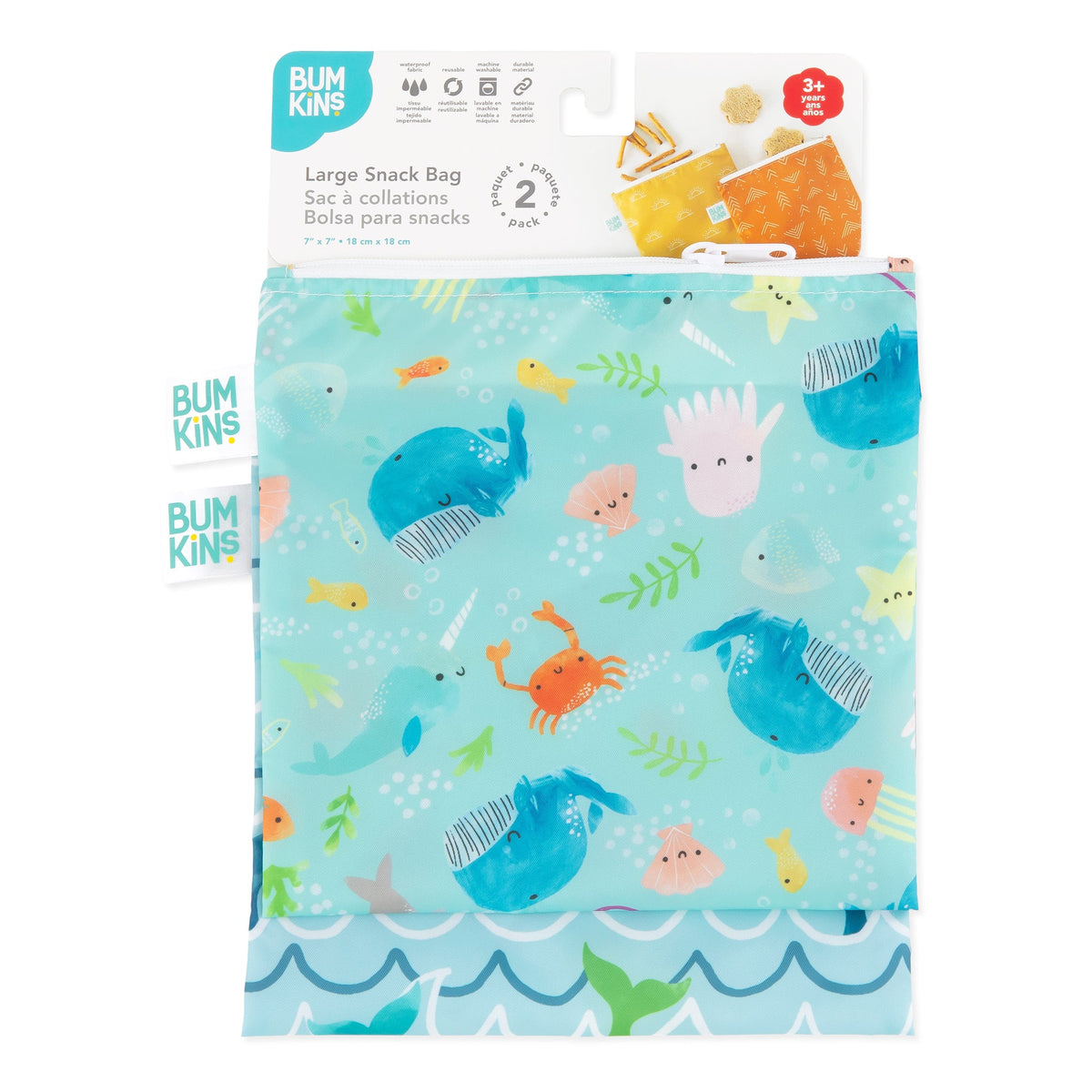 Bumkins Essential | Under The Sea Eco-Friendly Reusable Snack Bag Set
