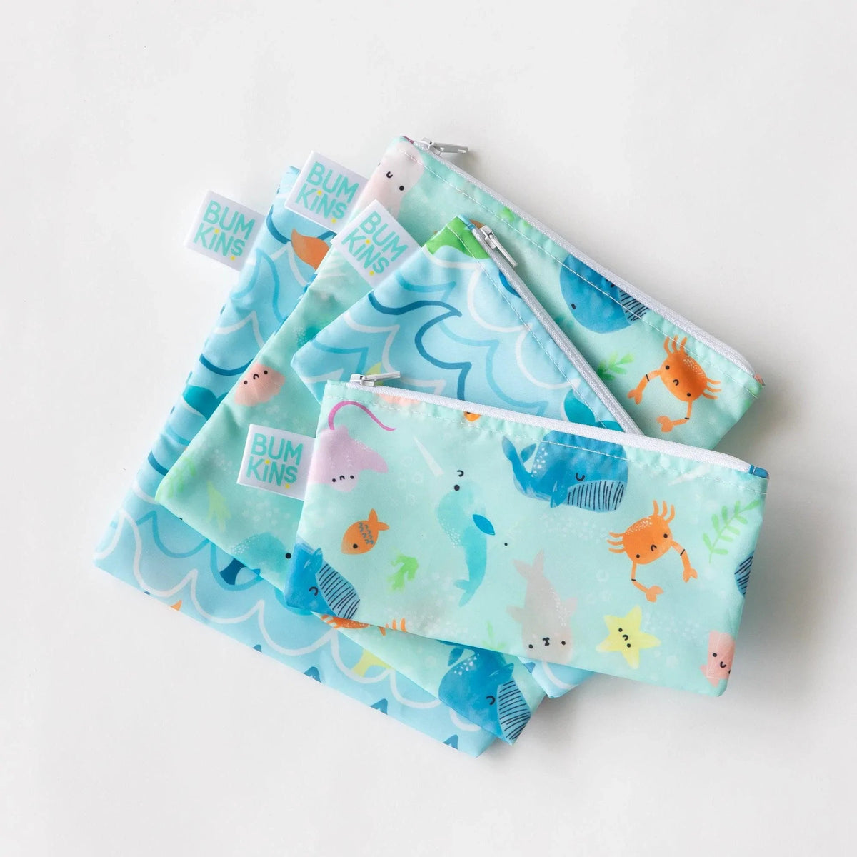 Bumkins Essential | Under The Sea Eco-Friendly Reusable Snack Bag Set