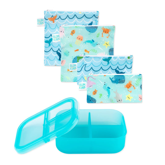 Bumkins Best Seller | Lunchbox Legends 6-Piece Set: Ocean Blue Jelly