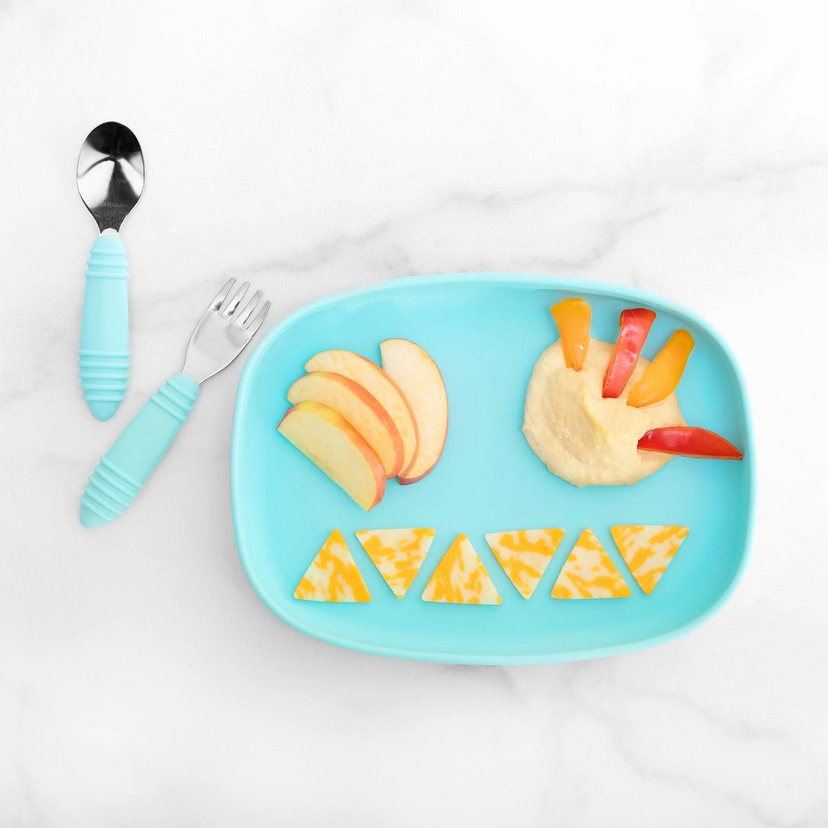 Bumkins Recommended | Non-Toxic Silicone Kids Plate For Growing Appetites in Blue