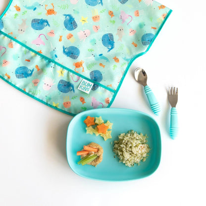 Bumkins Recommended | Non-Toxic Silicone Kids Plate For Growing Appetites in Blue