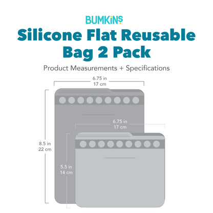 Bumkins Quality | Silicone Flat Reusable Bags: Store, Freeze & Pack with Ease