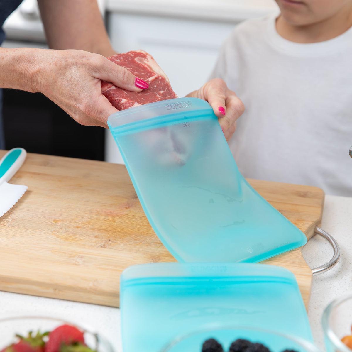 Bumkins Quality | Silicone Flat Reusable Bags: Store, Freeze & Pack with Ease