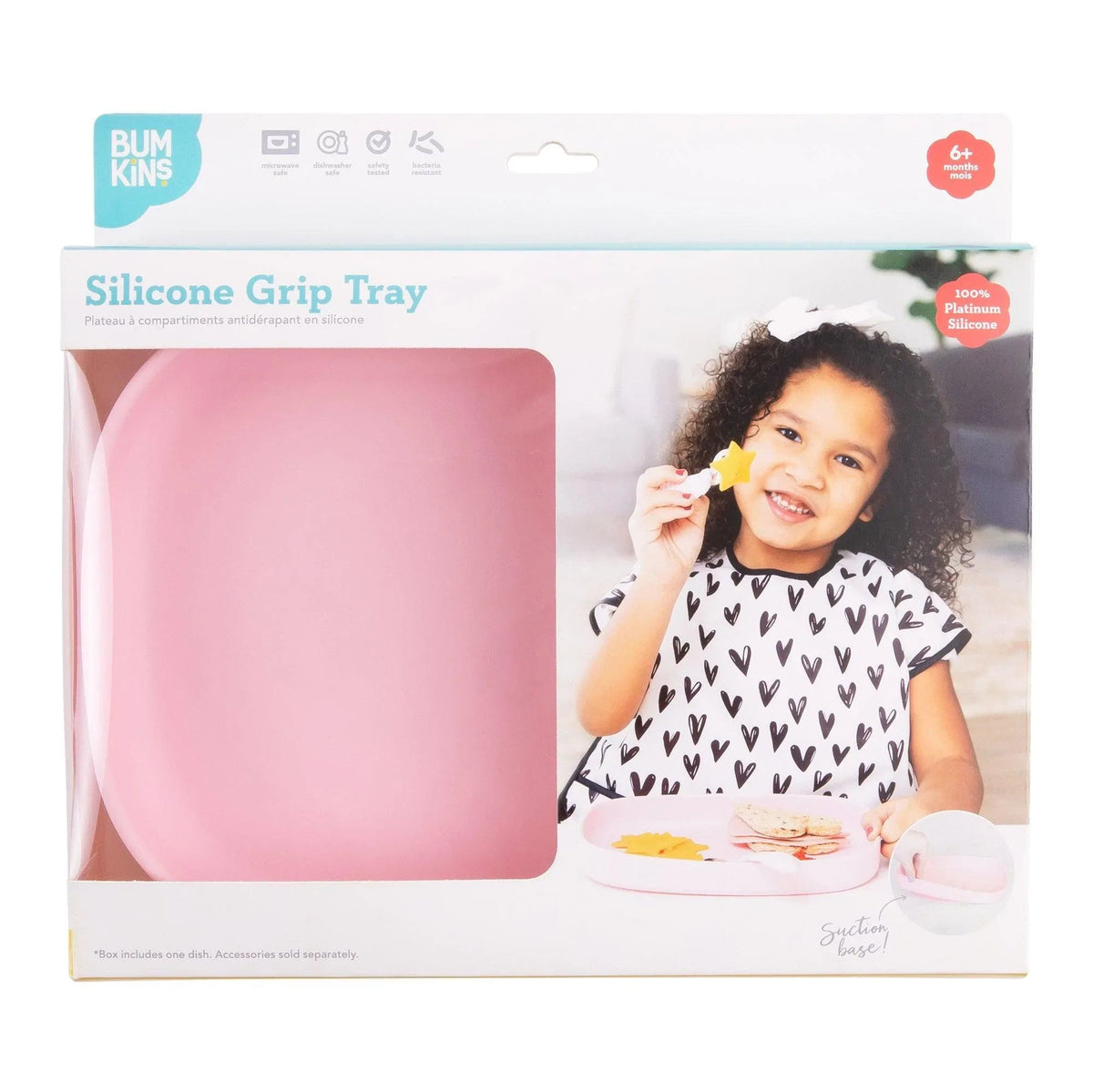 Bumkins Signature | Pink Eco-Friendly Children's Dinnerware Suction Plate/Tray