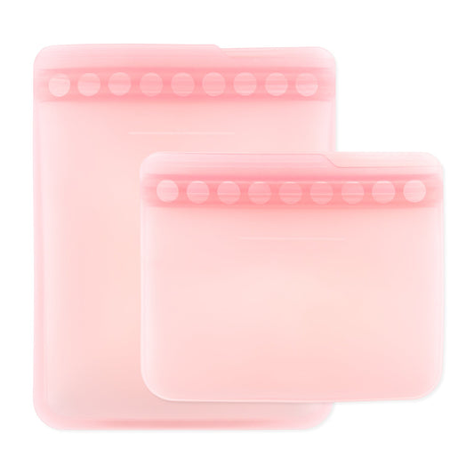 Bumkins Signature | Pink Silicone Food Storage Bags For Meal Prep, Lunch & More!