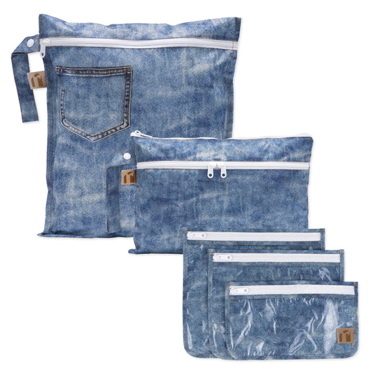 Bumkins Sale | The Commuter Deluxe 5-Piece Set: Denim On Denim