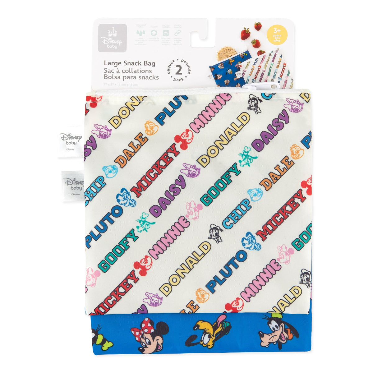 Bumkins Great Value | Reusable Snack Bag, Large 2 Pack: Disney Mickey & Friends MVP