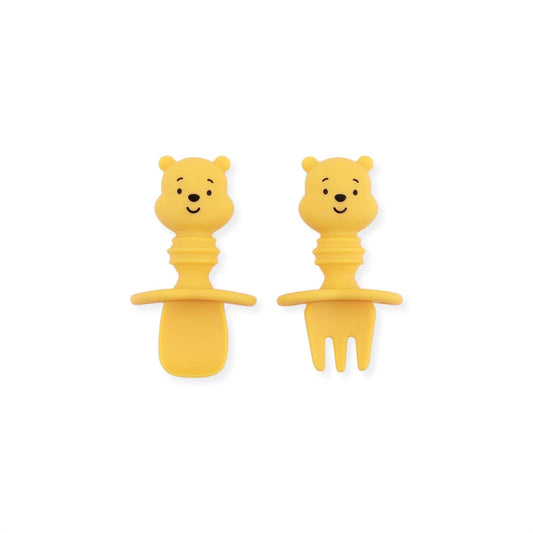 Bumkins Classic | Winnie The Pooh Chewtensils Silicone Baby Spoon and Fork Set