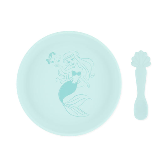 Bumkins Top Pick | Princess Ariel Silicone Plate and Spoon Set for Babies