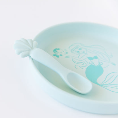 Bumkins Top Pick | Princess Ariel Silicone Plate and Spoon Set for Babies
