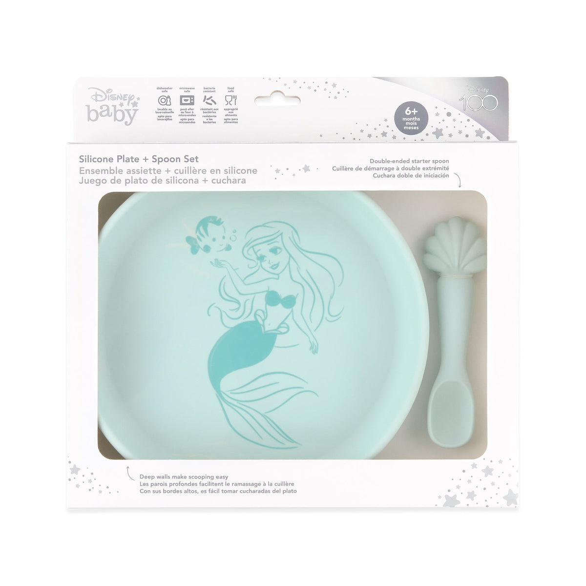 Bumkins Top Pick | Princess Ariel Silicone Plate and Spoon Set for Babies
