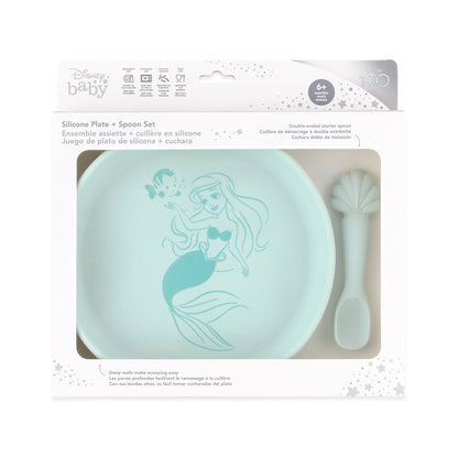 Bumkins Top Pick | Princess Ariel Silicone Plate and Spoon Set for Babies