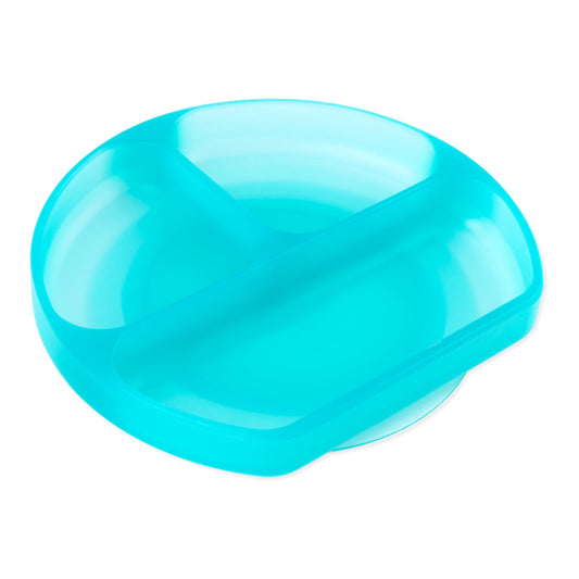 Bumkins Great Value | Silicone Divided Grip Dish with Suction Base - Aqua Jelly
