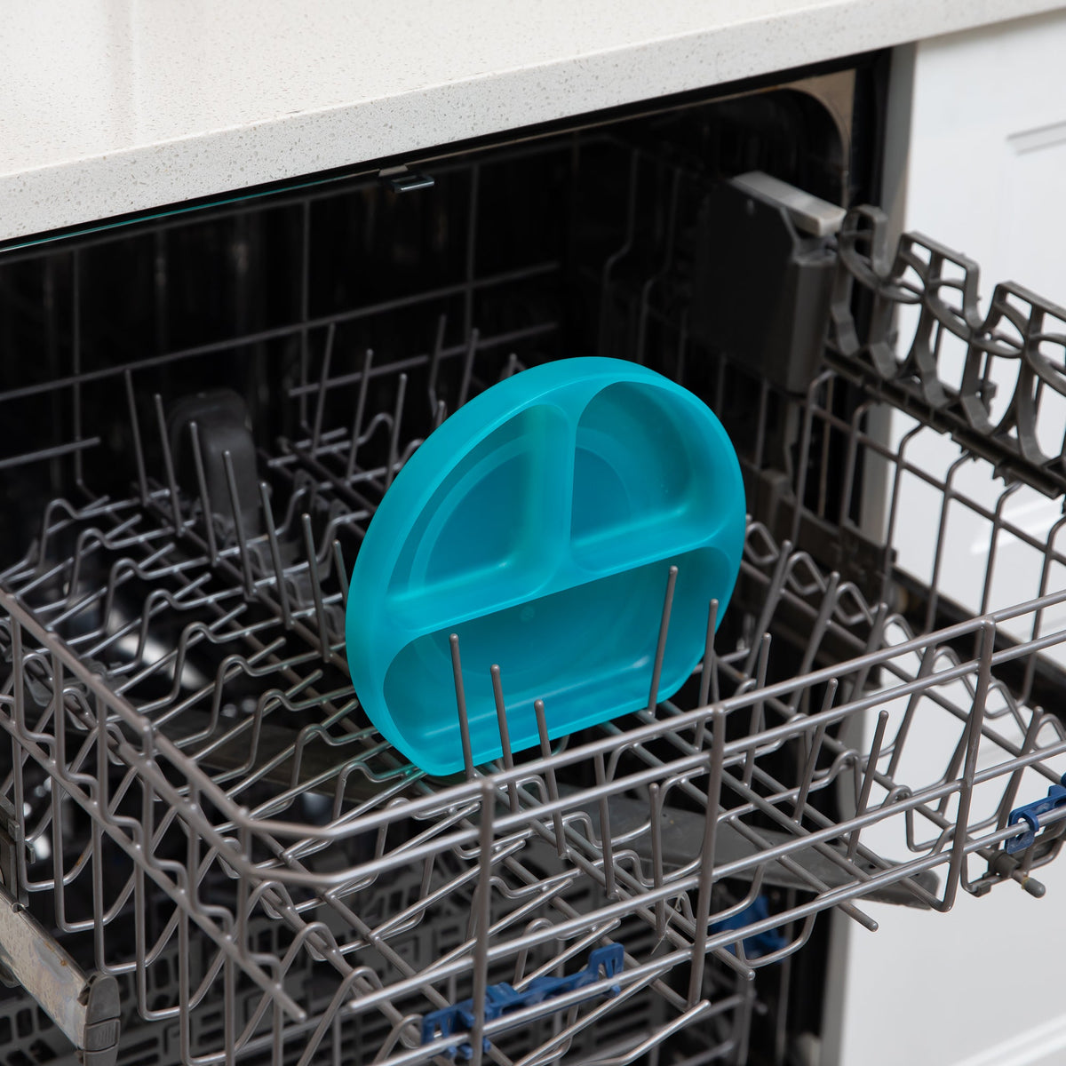 Bumkins Great Value | Silicone Divided Grip Dish with Suction Base - Aqua Jelly