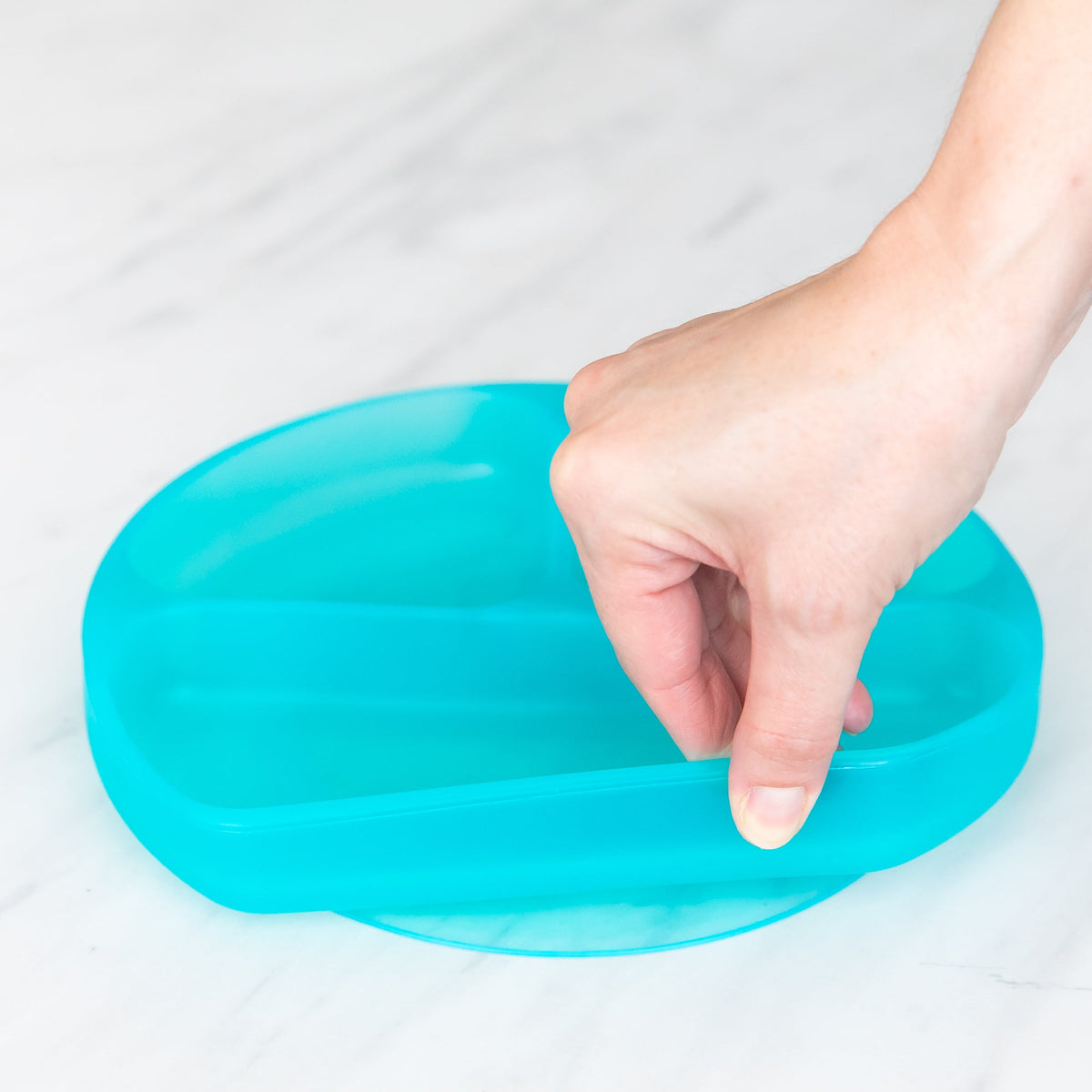 Bumkins Great Value | Silicone Divided Grip Dish with Suction Base - Aqua Jelly