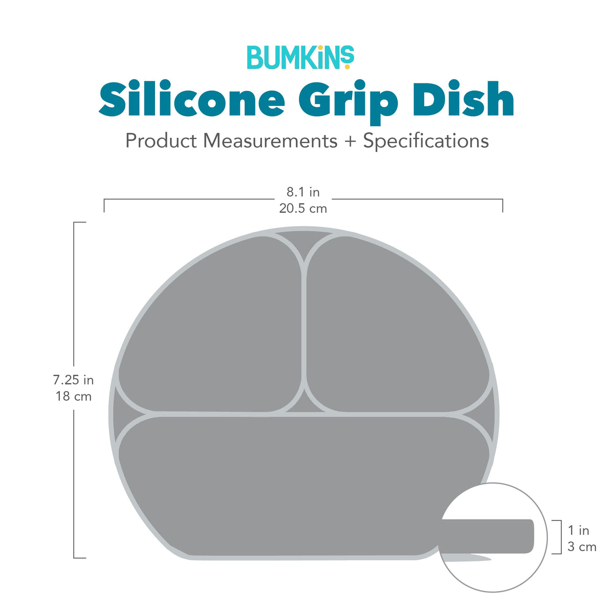 Bumkins Great Value | Silicone Divided Grip Dish with Suction Base - Aqua Jelly