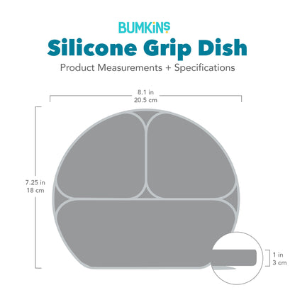 Bumkins Great Value | Silicone Divided Grip Dish with Suction Base - Aqua Jelly