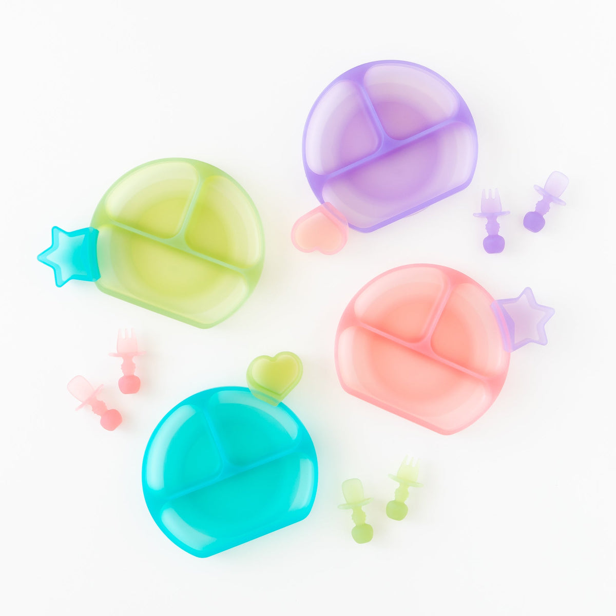 Bumkins Great Value | Silicone Divided Grip Dish with Suction Base - Aqua Jelly