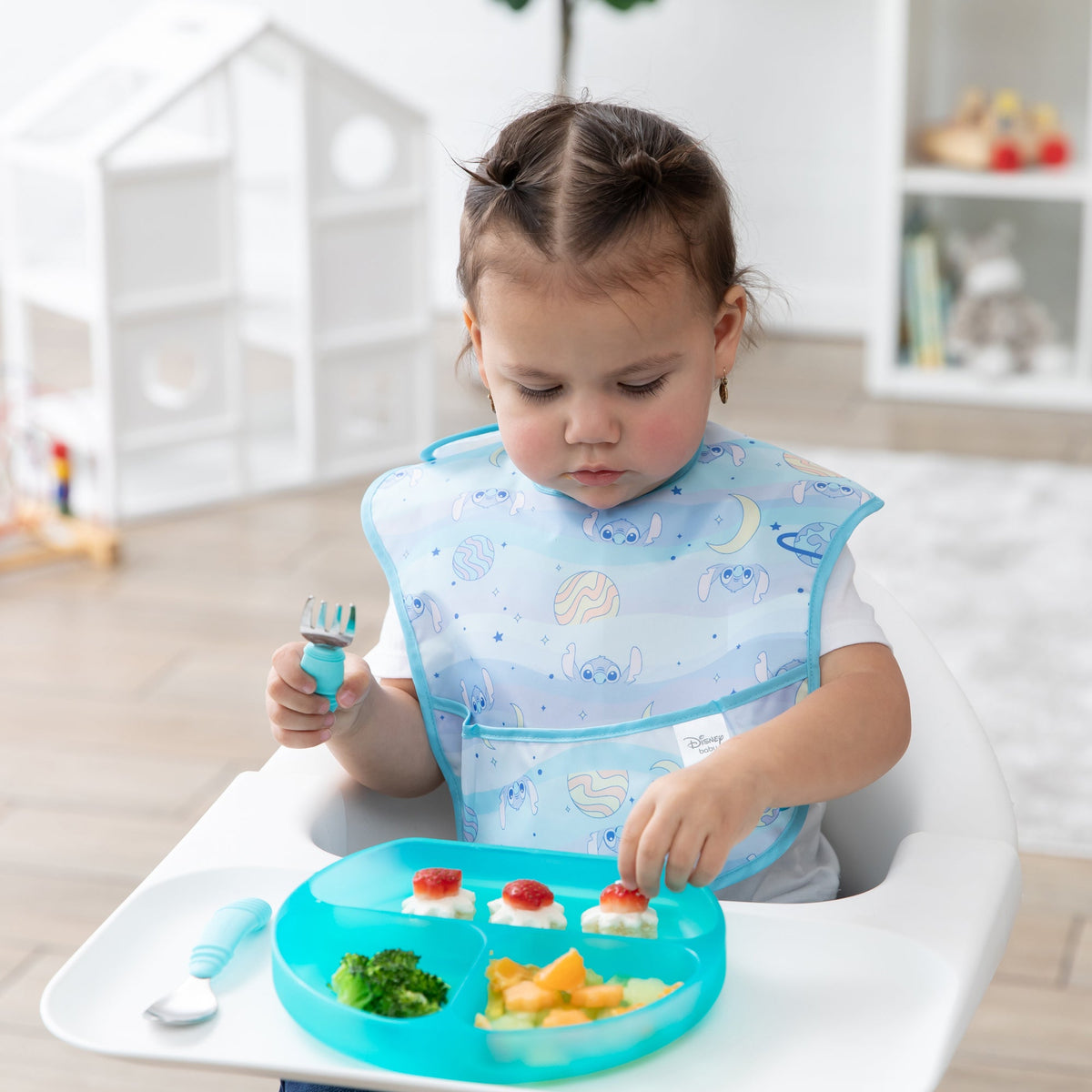 Bumkins Great Value | Silicone Divided Grip Dish with Suction Base - Aqua Jelly