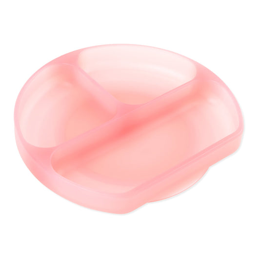 Bumkins Deals | Silicone Divided Grip Dish with Suction Base, Pink Jelly