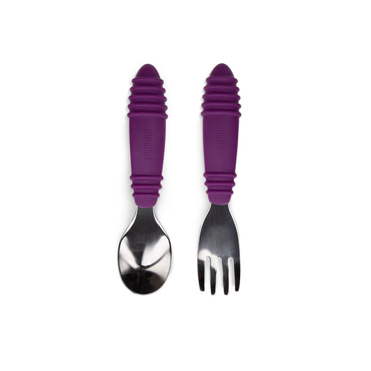 Bumkins Great Value | Fun Purple Children's Utensils Spoon + Fork Set