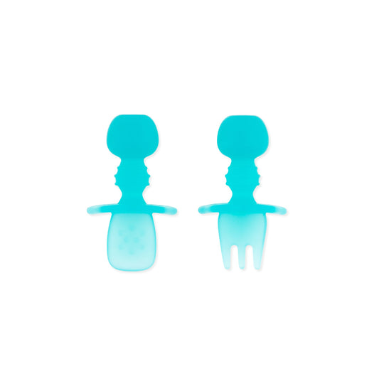 Bumkins Everyday | Training Silicone Chewtensils® for Babies, Blue Jelly