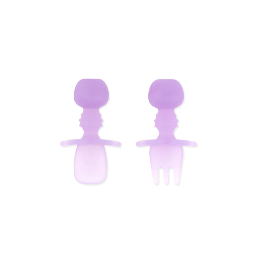 Bumkins Latest | Soft Purple Jelly Silicone Utensils for Baby-Led Weaning