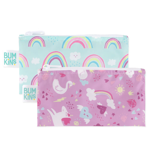 Bumkins Special Offer | Reusable Snack Bags, Waterproof Fabric, BPA Free, 2-Pack – Unicorns & Rainbows Baby