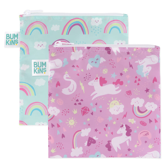 Bumkins Value | Reusable Sandwich Bags 2-pk, Waterproof Fabric, BPA Free, Eco-Friendly – Unicorns Baby